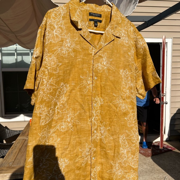 Floral Mustard Button-Up Shirt - Picture 1 of 4